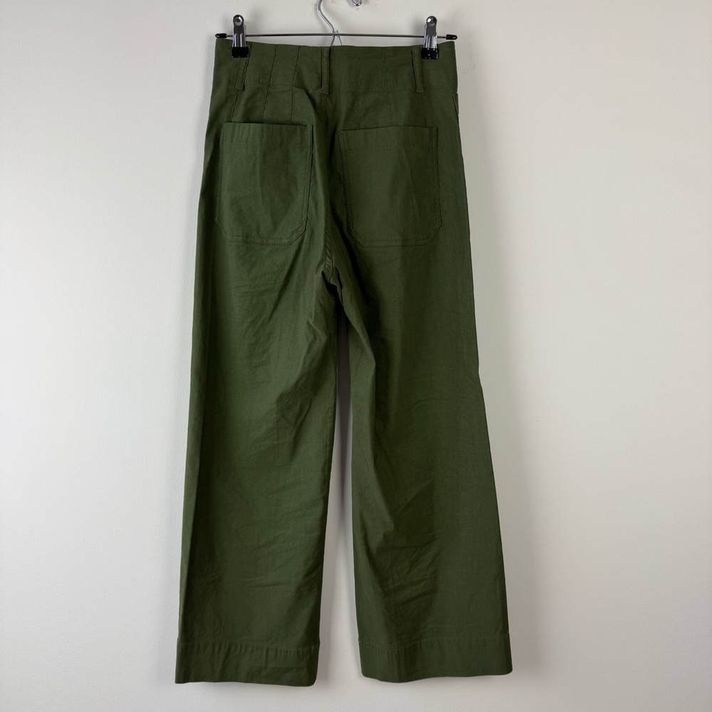 By Anthropologie Colette Cropped Wide Leg Linen-Blend Pants Green - Picture 5 of 8